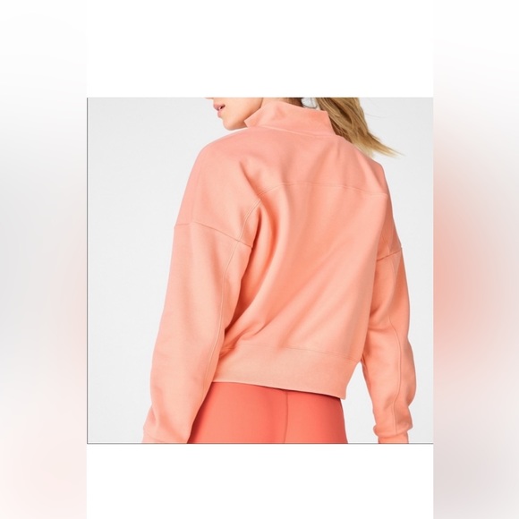 Fabletics Caterina mock neck half zip coral pullover size S - Picture 3 of 9
